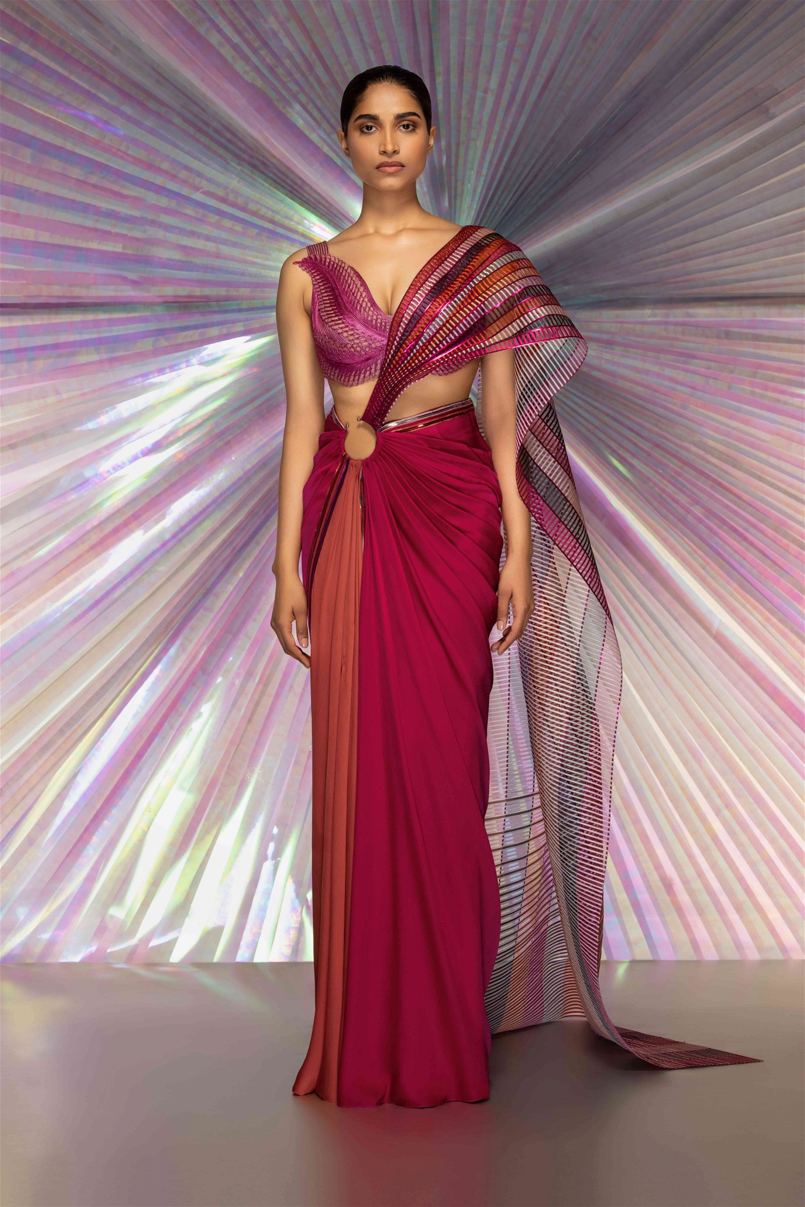 Pink woven paithani silk saree with blouse - Samvegi Creation - 4051568