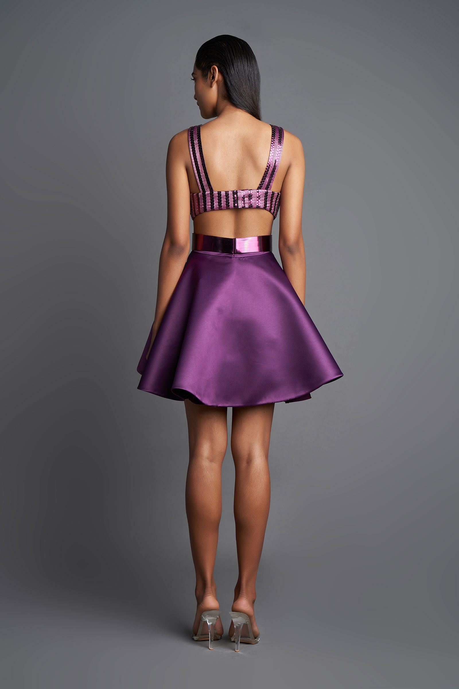 Metallic Structured Skater Dress