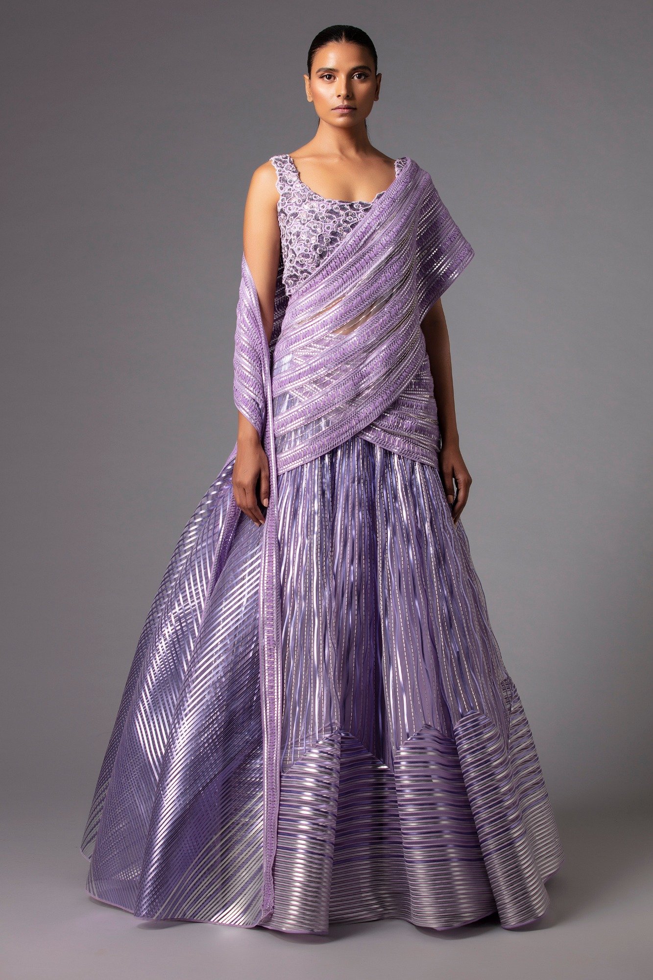 Buy Pink Metallic Ombre Saree by Designer AMIT AGGARWAL Online at Ogaan.com